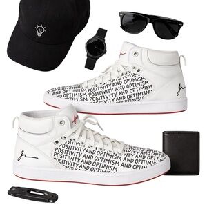 K-Swiss x GaryVee 004 Mid Sneakers Positivity Optimism White Leather Mens 12 EUC